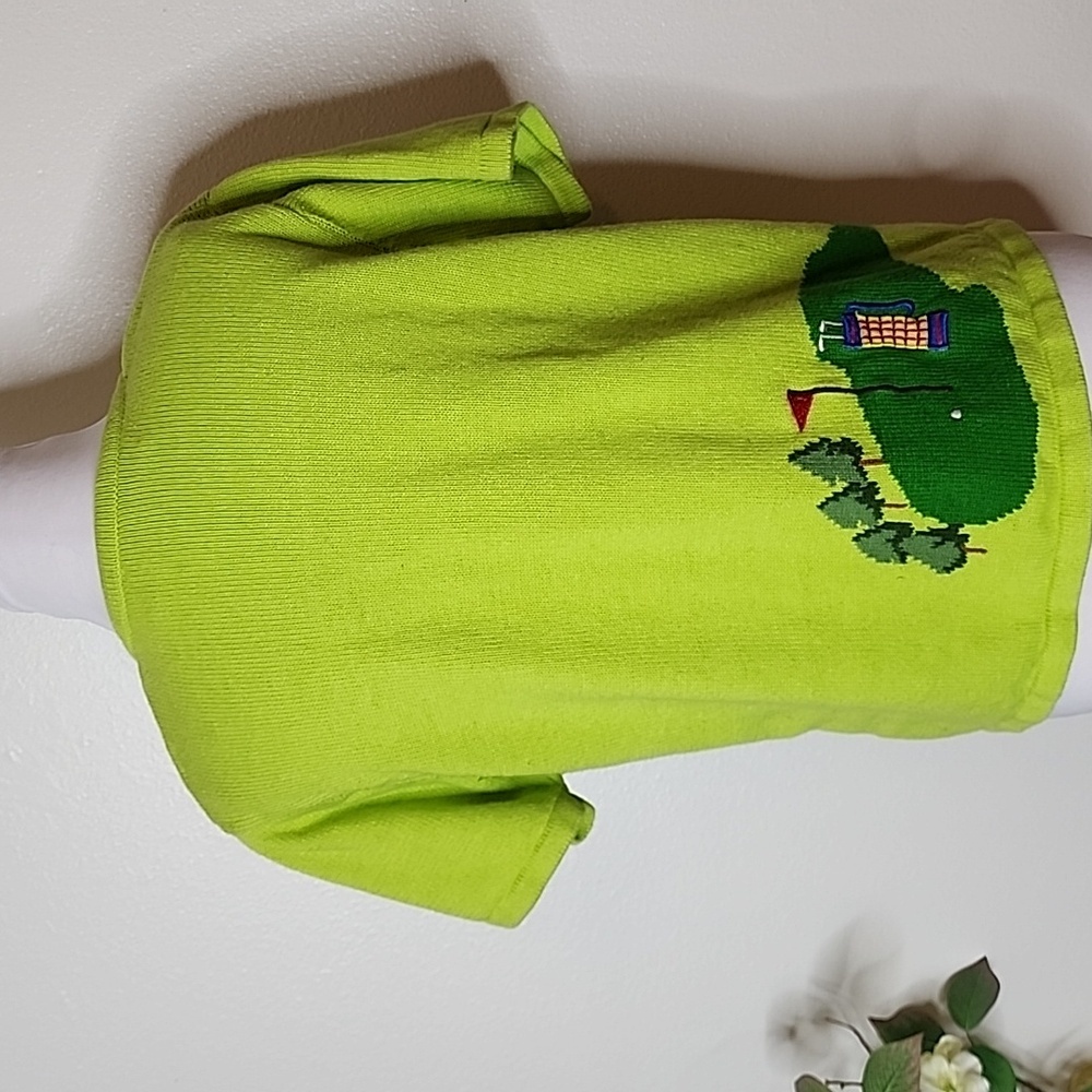 Vintage Classic Marisa Christina Green Golf Course Button Down Sweater Graphic - Picture 8 of 14